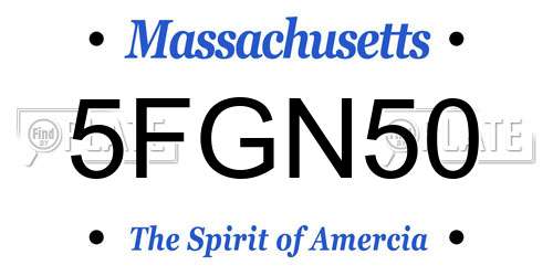 5FGN50 Massachusetts License Plate
