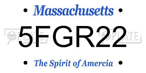 5FGR22 Massachusetts License Plate