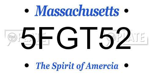 5FGT52 Massachusetts License Plate