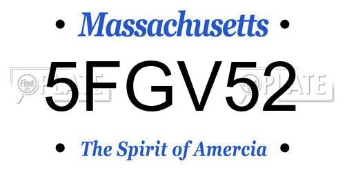 5FGV52 Massachusetts License Plate