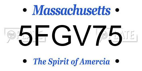 5FGV75 Massachusetts License Plate
