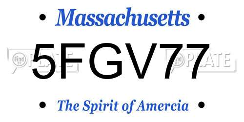 5FGV77 Massachusetts License Plate