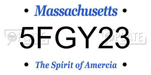 5FGY23 Massachusetts License Plate