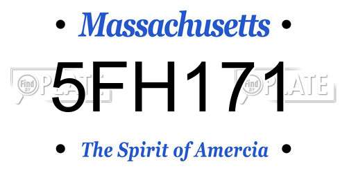 5FH171 Massachusetts License Plate