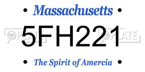 5FH221 Massachusetts License Plate