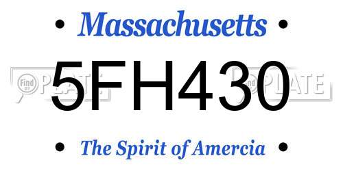 5FH430 Massachusetts License Plate