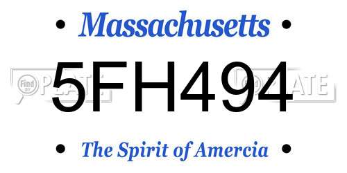5FH494 Massachusetts License Plate
