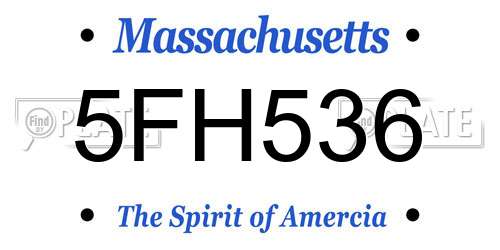 5FH536 Massachusetts License Plate