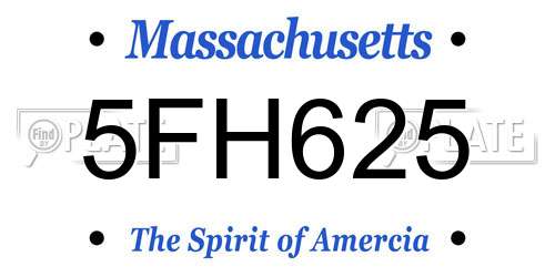 5FH625 Massachusetts License Plate