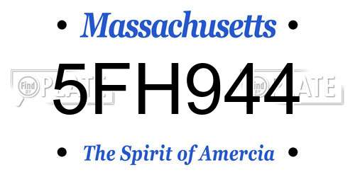 5FH944 Massachusetts License Plate