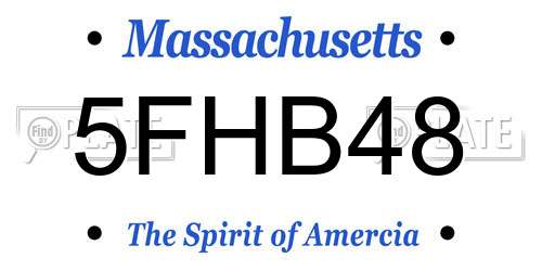 5FHB48 Massachusetts License Plate