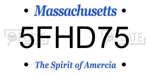 5FHD75 Massachusetts License Plate