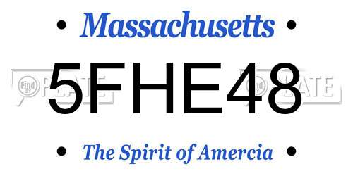 5FHE48 Massachusetts License Plate