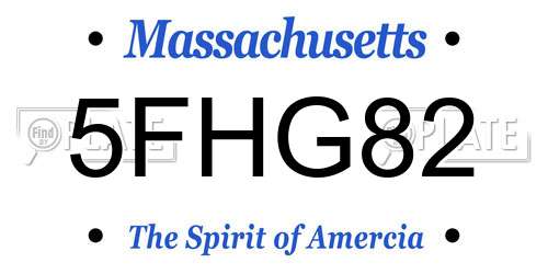 5FHG82 Massachusetts License Plate
