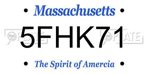 5FHK71 Massachusetts License Plate