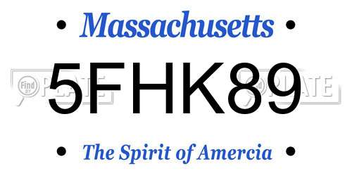 5FHK89 Massachusetts License Plate