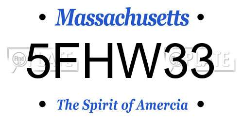5FHW33 Massachusetts License Plate