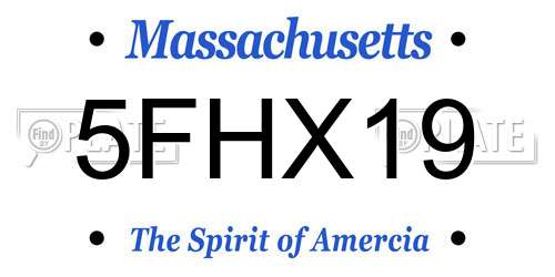 5FHX19 Massachusetts License Plate