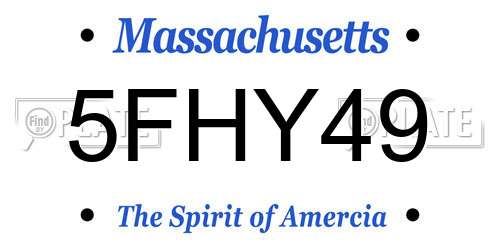 5FHY49 Massachusetts License Plate