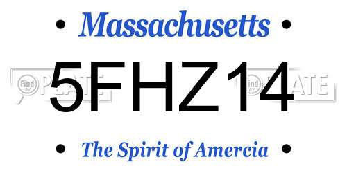5FHZ14 Massachusetts License Plate