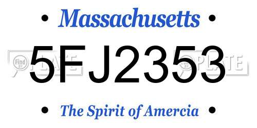 5FJ2353 Massachusetts License Plate