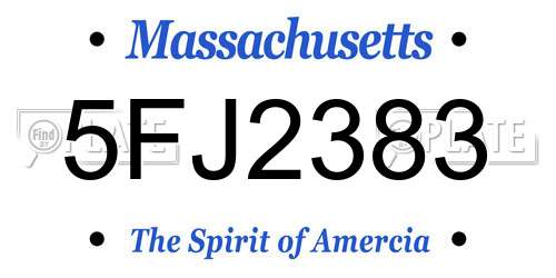 5FJ2383 Massachusetts License Plate
