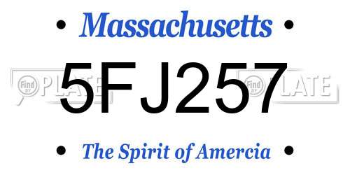 5FJ257 Massachusetts License Plate