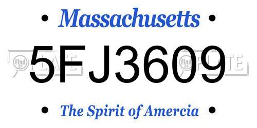 5FJ3609 Massachusetts License Plate