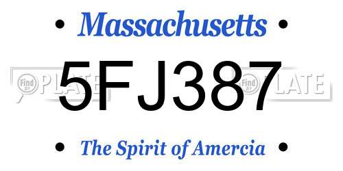 5FJ387 Massachusetts License Plate