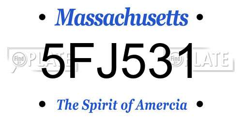 5FJ531 Massachusetts License Plate