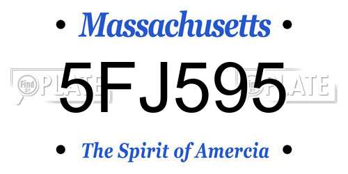 5FJ595 Massachusetts License Plate