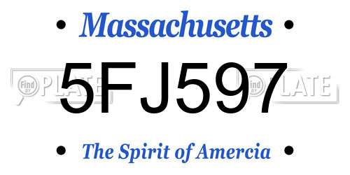 5FJ597 Massachusetts License Plate