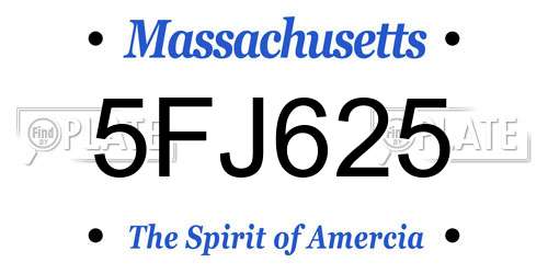 5FJ625 Massachusetts License Plate