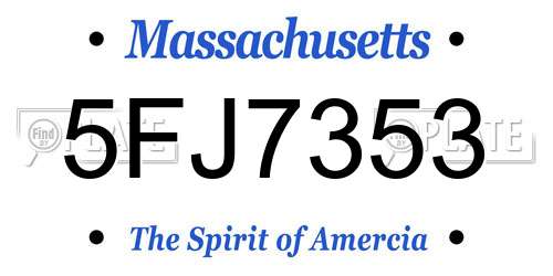 5FJ7353 Massachusetts License Plate