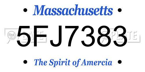 5FJ7383 Massachusetts License Plate