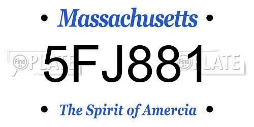 5FJ881 Massachusetts License Plate