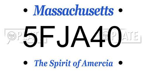 5FJA40 Massachusetts License Plate
