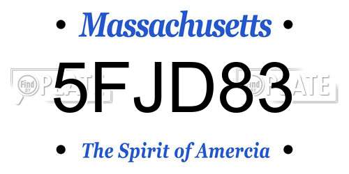 5FJD83 Massachusetts License Plate