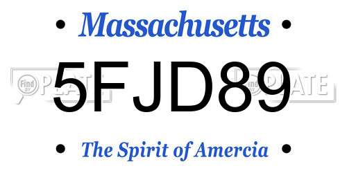 5FJD89 Massachusetts License Plate
