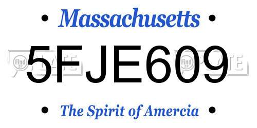 5FJE609 Massachusetts License Plate