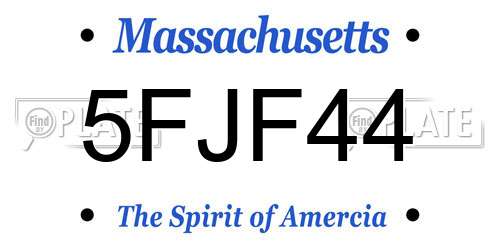 5FJF44 Massachusetts License Plate
