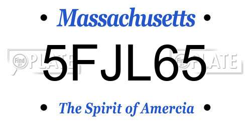 5FJL65 Massachusetts License Plate