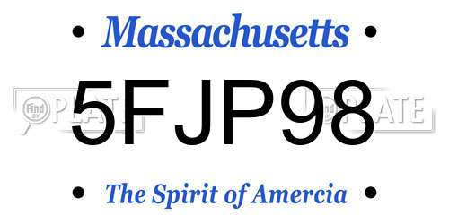 5FJP98 Massachusetts License Plate