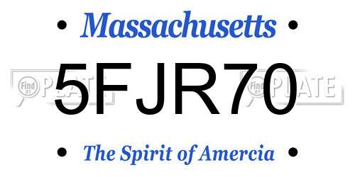 5FJR70 Massachusetts License Plate
