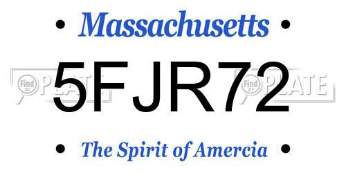 5FJR72 Massachusetts License Plate