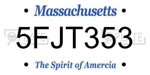5FJT353 Massachusetts License Plate