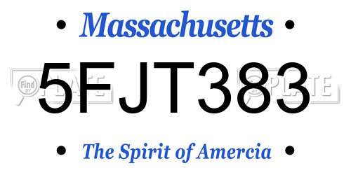 5FJT383 Massachusetts License Plate