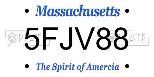 5FJV88 Massachusetts License Plate