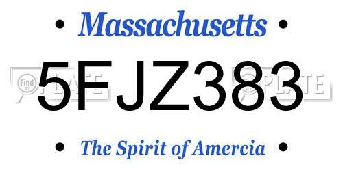 5FJZ383 Massachusetts License Plate