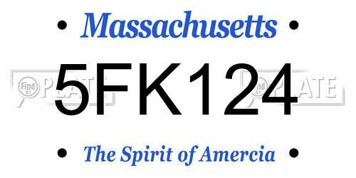 5FK124 Massachusetts License Plate